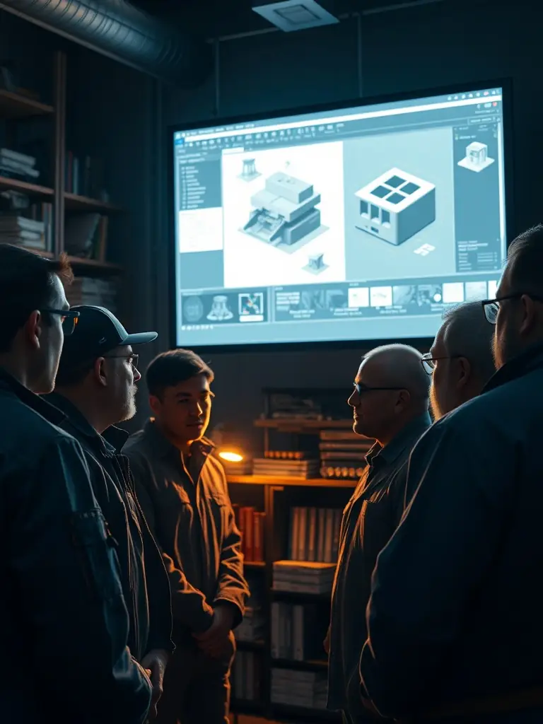 A photograph of VELARIX engineers using advanced CAD software to design a large girth gear, showcasing precision and innovation.